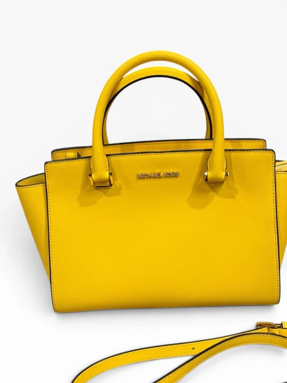 Michael Kors Selma Medium Saffiano Leather Satchel - Yellow